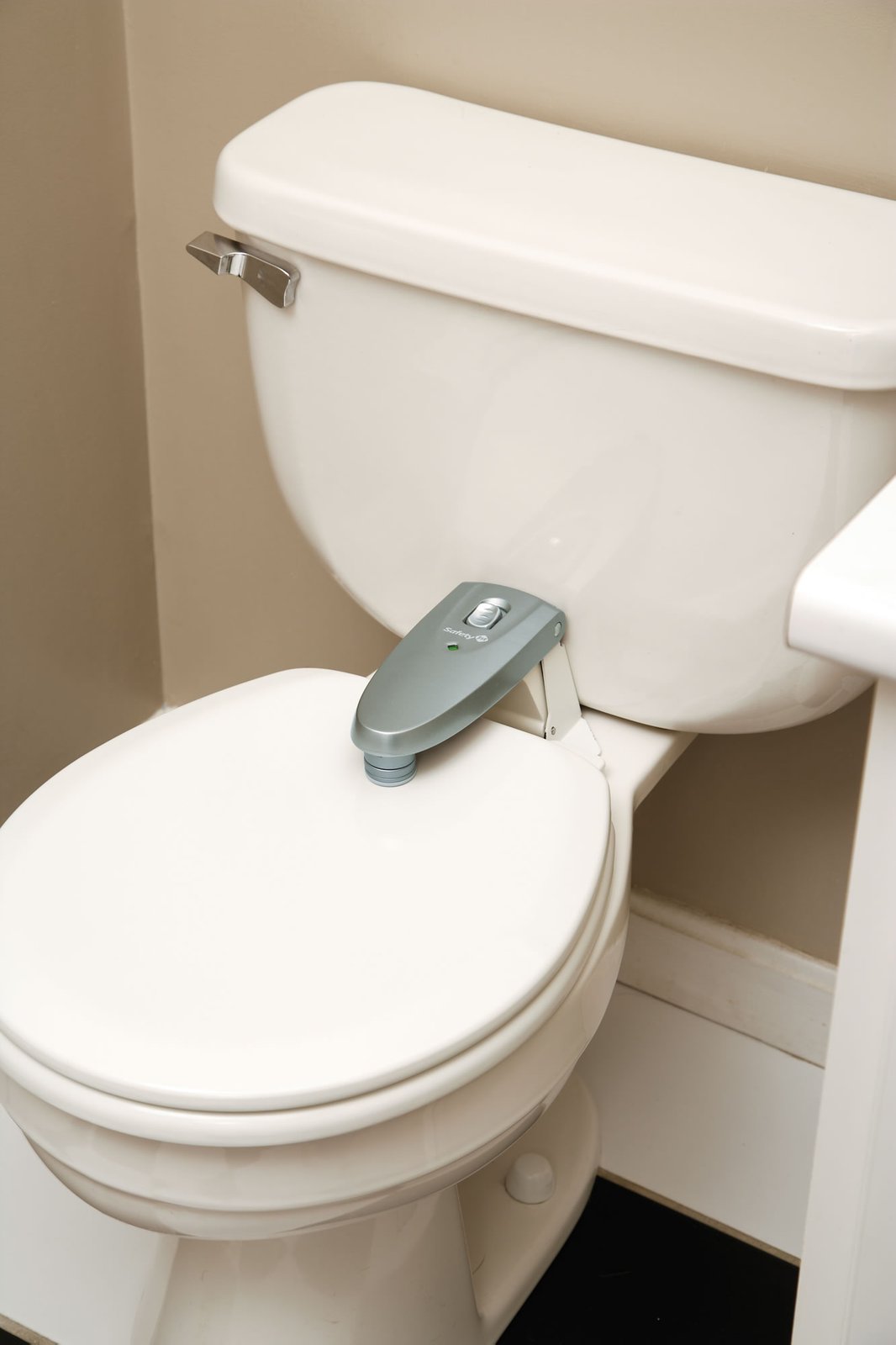 A toilet lock will help keep your baby from having the lid close on his fingers and from being exposed to harmful germs.