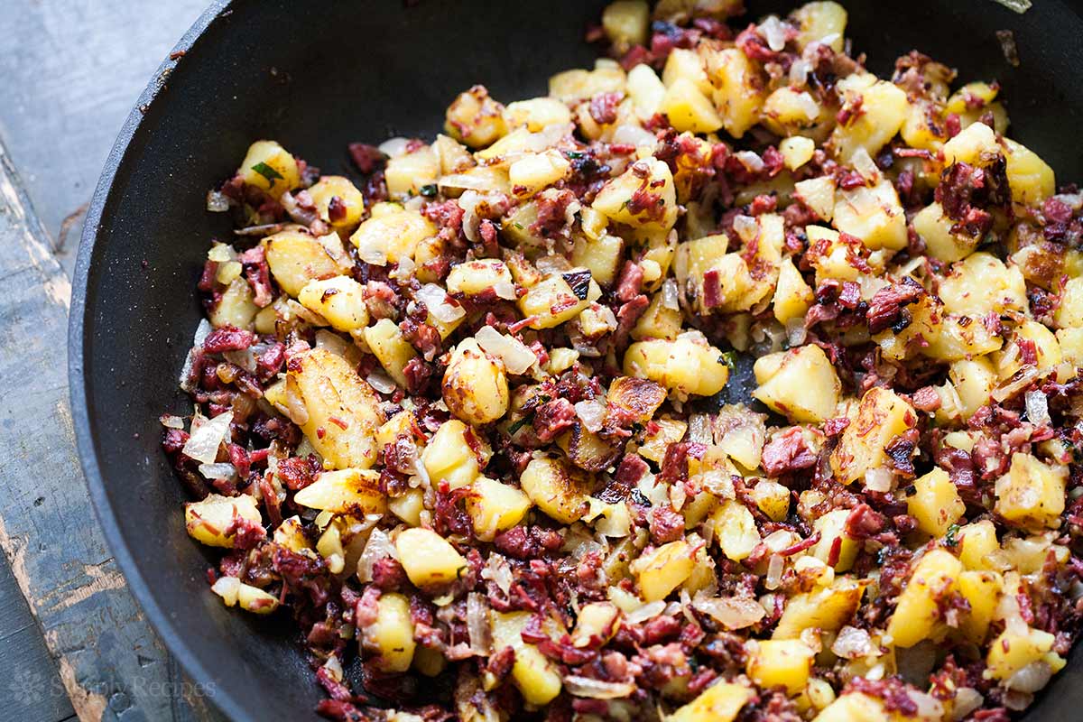 With the addition of cheese and an egg, this corned beef hash is a true one-skillet meal. Image source https://www.simplyrecipes.com/recipes/corned_beef_hash/