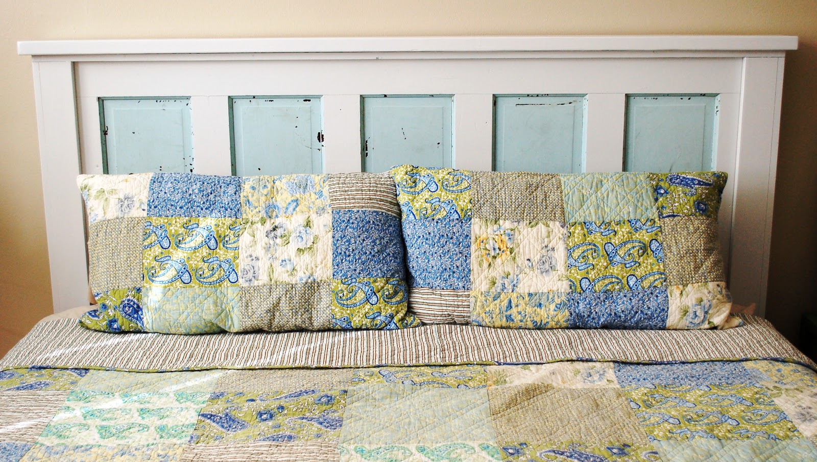 Make a headboard out of a repurposed door.