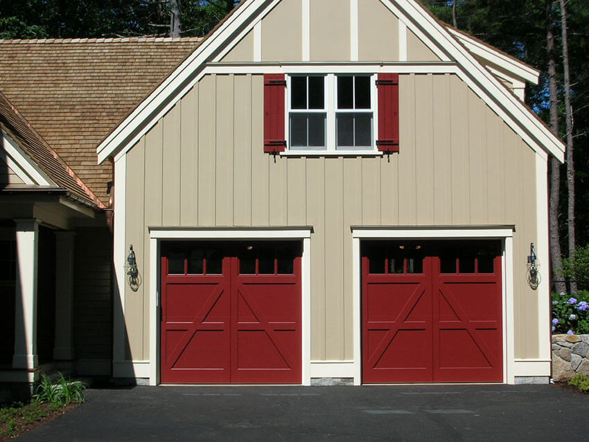 Paint your garage door with a colorful tone to transform the look of your house