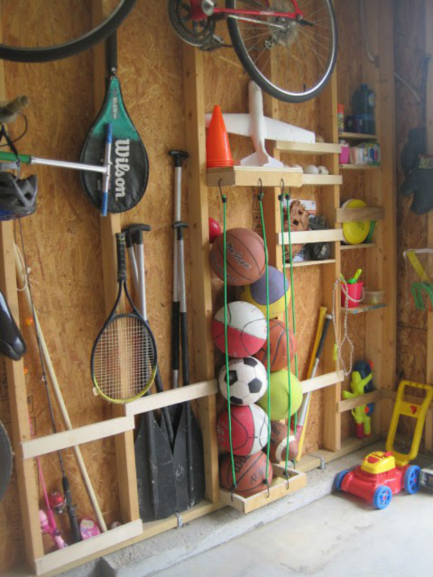 What about using bungee cords to hold balls? Image Source: Tip Hero