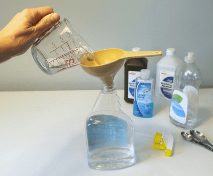 You can also make your own glass cleaner at home. Source: The Make Your Own Zone
