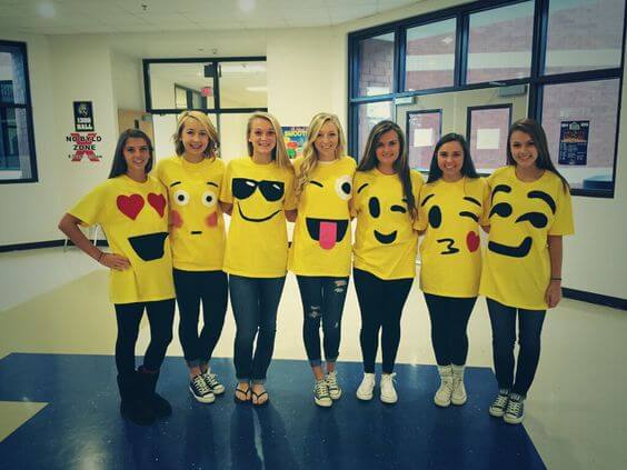 Smile! The emoji costumes are easy to make and very friendly.