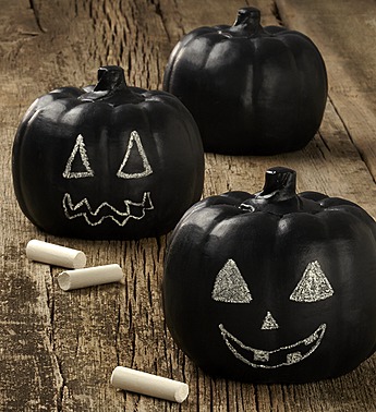 Chalk painted pumpkins can be a great table decor piece