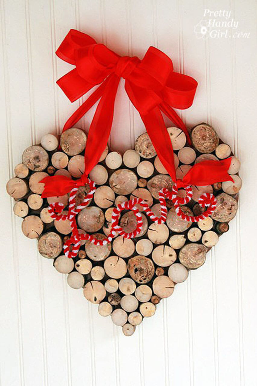 For a rustic style, make this incredible DIY heart wreath!